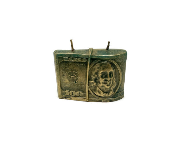 Shreyshti Designer / Decorative Candle Dollar Green double wick approx. 3.25" for spell, wiccan, pagan, rituals, reiki, religious, magic, home decor, festival, party purposes